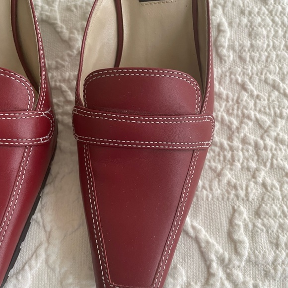 David Aaron Keper Red Leather Mules Heels Shoes Size 7 - Picture 2 of 8